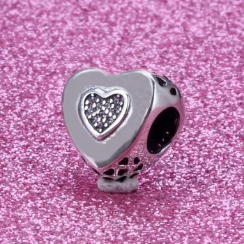 

Authentic 925 Sterling Silver Beads Classic Hollow Heart-shaped Beads Fit Original Pandora Bracelet For Women Diy Jewelry
