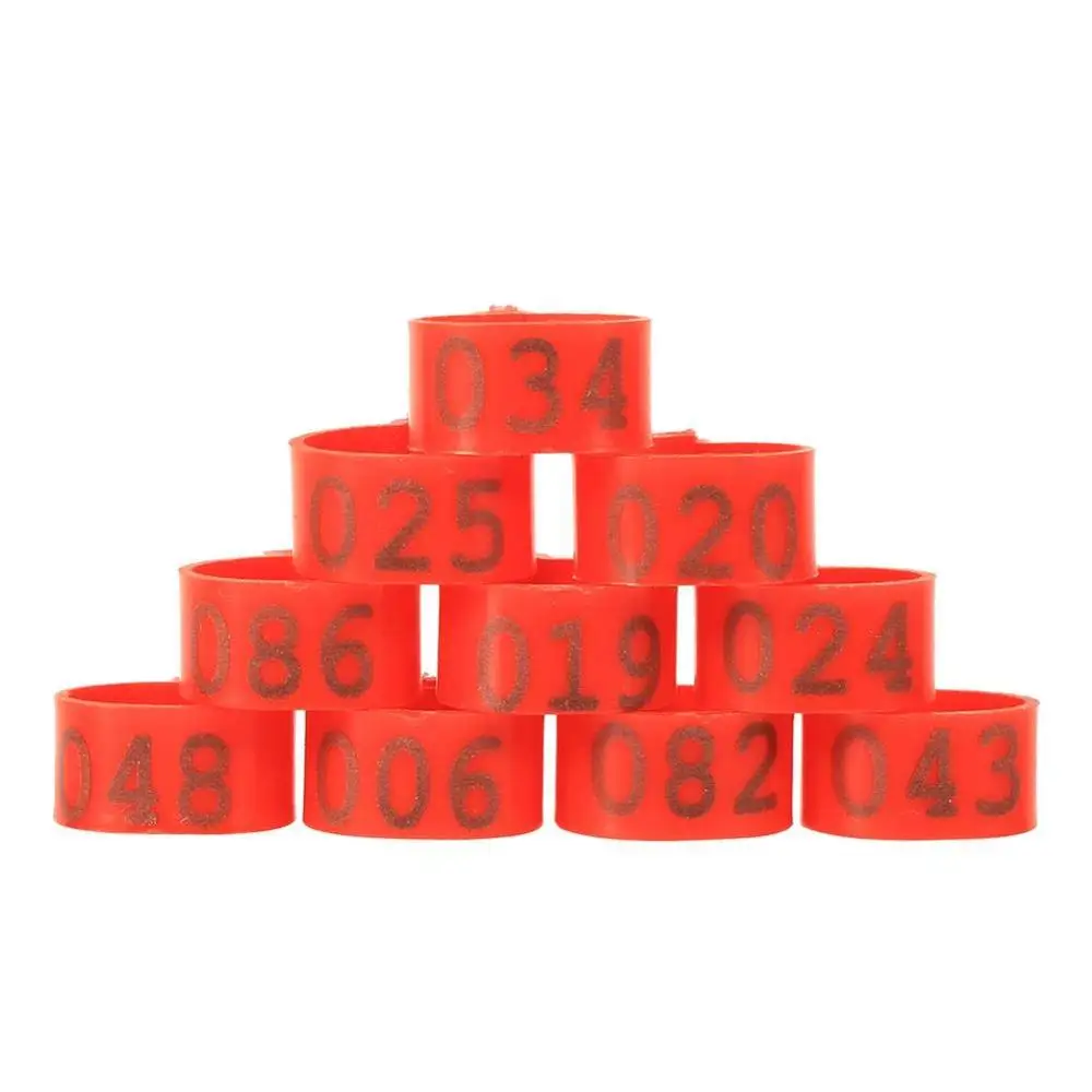 

100PCS 25MM 001-100 Numbered Plastic Poultry Chickens Ducks Leg Bands Rings Clip-On Poultry Identification Band Farm Supplies