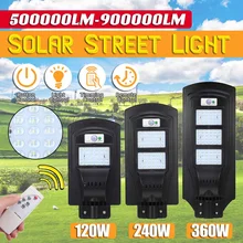 120 W/240 W/360 W солнечный уличный светильник 30/60/90 светодиодный уличный светильник ing безопасности лампа движения Сенсор Водонепроницаемый IP67