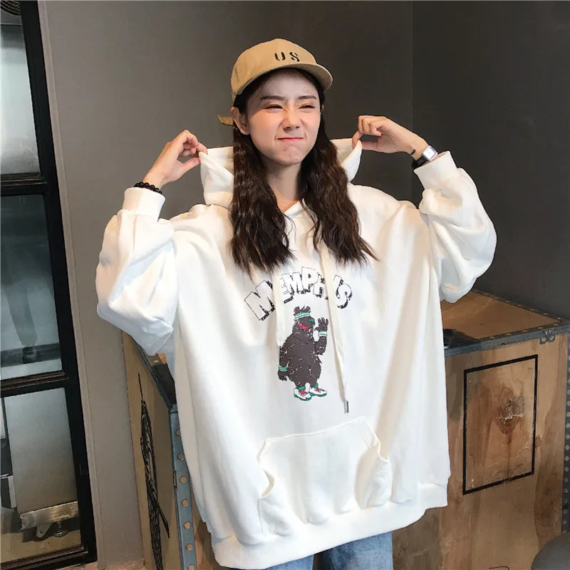 Harajuku одежда женские осенние толстовки корейский Ulzzang Bf длинный рукав тонкая толстовка с капюшоном женские Свободные пиджаки