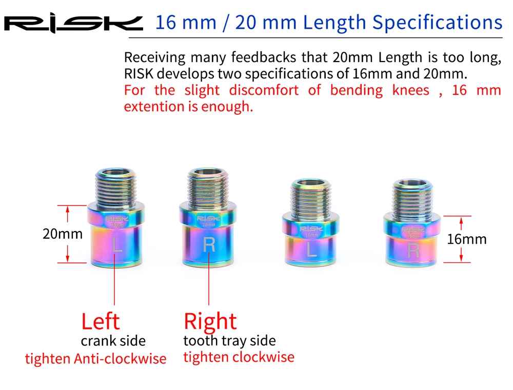 Риска RT109 Титан велосипед педали расширители 16 мм/20 мм с шайбой MTB вертикальную стойку раму поворотную ось горного велосипеда светильник Pedels Сапоги Натяжные с прокладкой