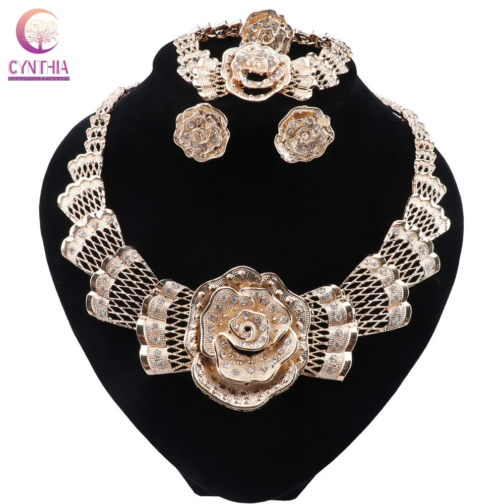

CYNTHIA Necklace/Earrings/Ring/Bracelet Jewelry Sets India Women Gift African Bridal Wedding Gifts African Beads Jewelry Sets
