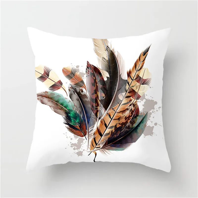 Fuwatacchi Peacock Feather Cushion Cover Beautiful Color Contrast Christmas Cushion Covers For Sofa Car Home Decor Pillow Case