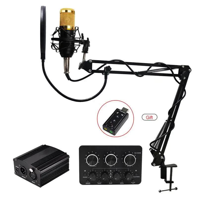 

BM 800 Microphone Professional Condenser Microphone bm800 Stand Pop Filter Tripod for Microphone for Computer PC Video Recording