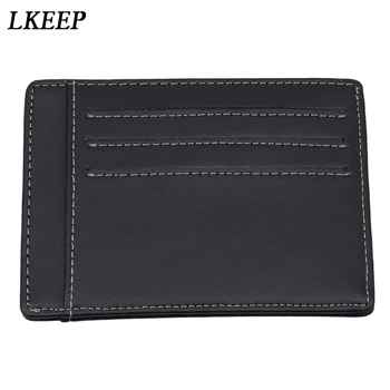 

2019 Fashion Genuine Leather Wallet Super Slim Card Holder Card Case Money Organizer Short Travel Men Wallets Clutch