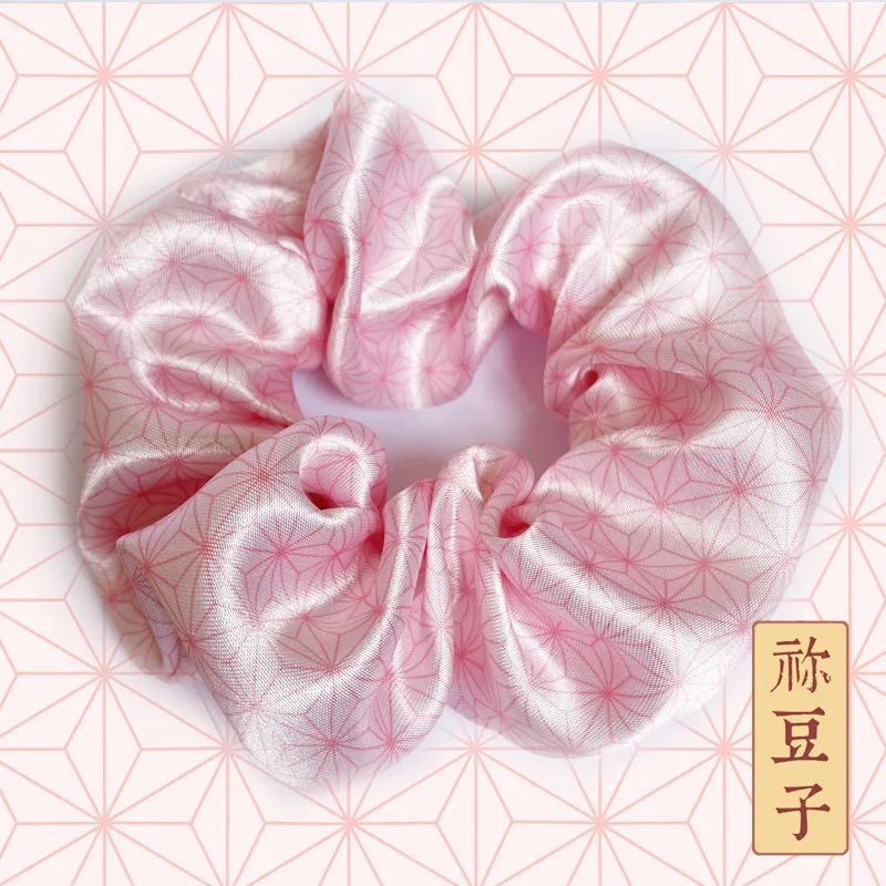 Anime Demon Slayer Kimetsu No Yaiba Hair Rope Ladies Hair Tie Striped Lady Scrunchies Ponytail Female Girl Holder Rope
