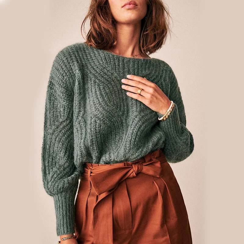 BOHO INSPIRED hollow out knitted Sweater women long sleeve sweater pullover winter new casual boat neck super chic jumper | Женская