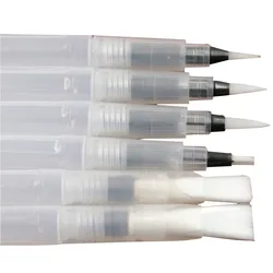 6Pcs Nylon Hair Paint Brush Watercolor Fountain Pen Flat/Sharp Brushes Water Brush Soluble Solid Color Lead Pen Office Supplies