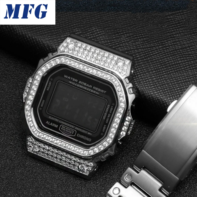 

Diamond Metal Watch bezel Case Watch Strap DW5600/5610 DW5000 Stainless Steel Watchband Frame Bracelet Watch Accessory Tool