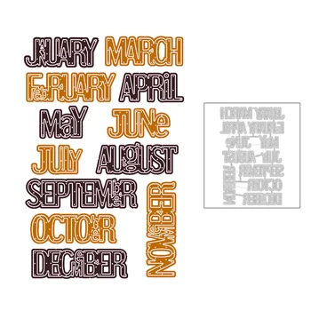 

2020 New DIY 12 Month Word Letters 3D Metal Cutting Dies Scrapbooking For Decorative Paper Stencil Craft Card Making no Stamp