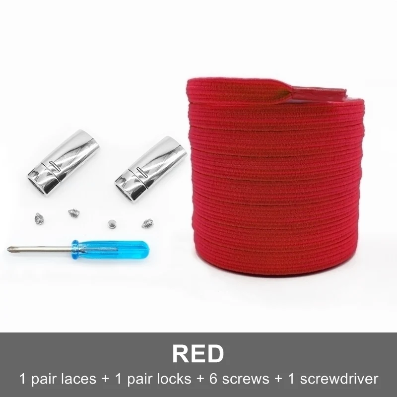 red 1 пара эластичных шнурков без завязок, магнитные шнурки для обуви, унисекс, плоские сникерсы, шнурки для быстрого ленивого замка, шнурки Q004 - Цвет: red