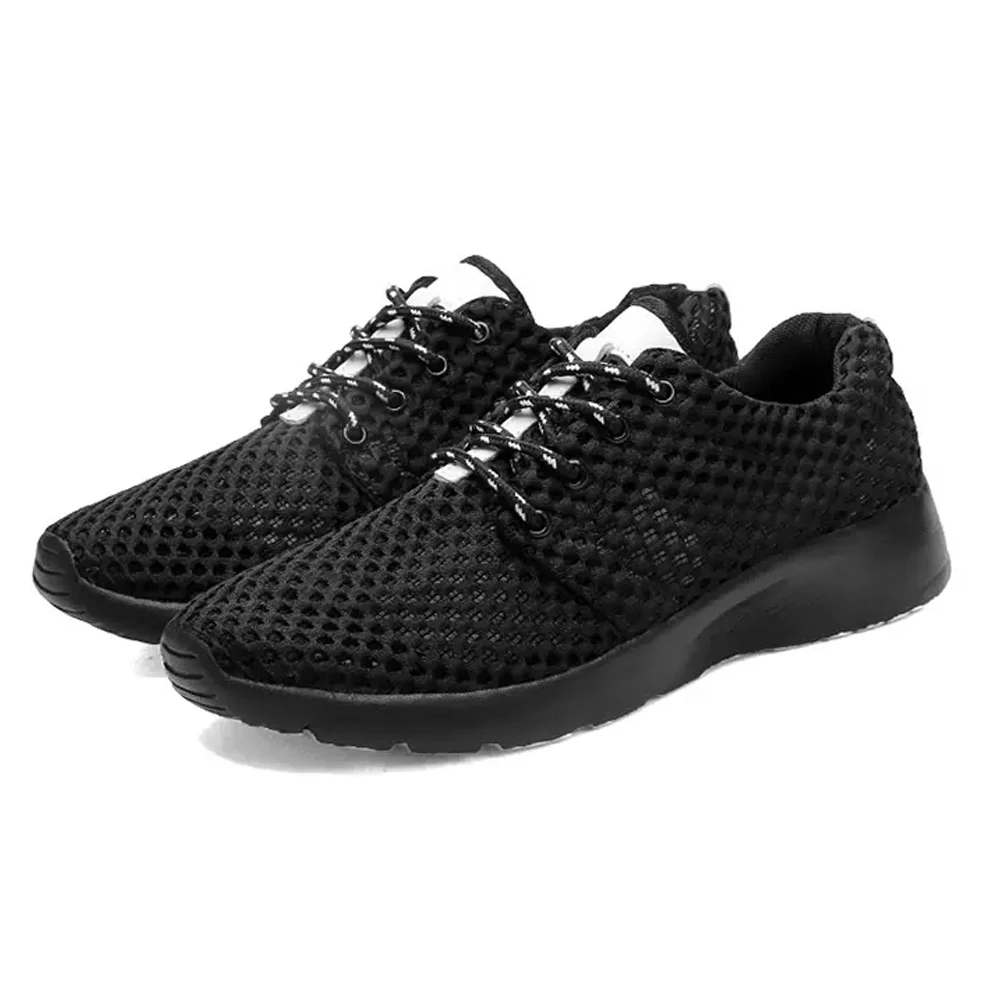

Casual Men Shoes Black White Mesh Sneakers Breathable Light Transmission Ultralightweight Shoes Big Size 35-48
