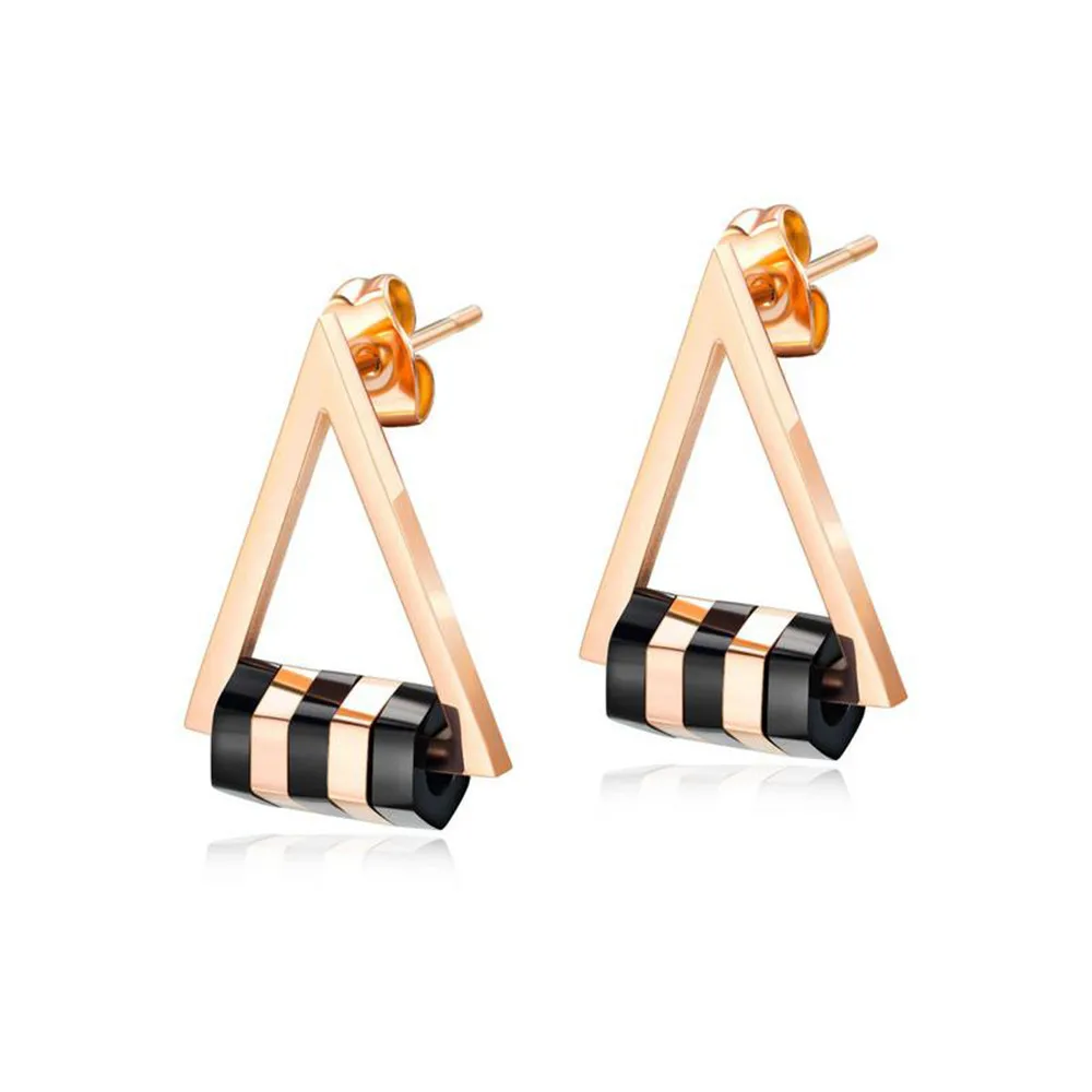 

Temperament Geometric Triangle Earrings Female Personality Rose Gold Stainless Steel Ladies Studs Earrings For Women Jewelry