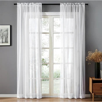 

Modern European Style Window Screening Gauze Tulle Drap Sheer Curtains For Living Room Furniture Cover Rod Pocket Top Home D30