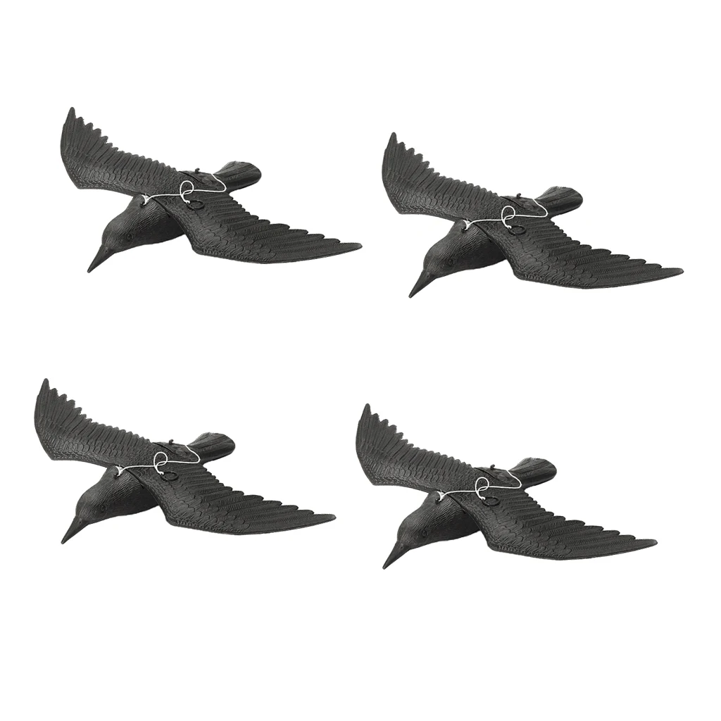 4pc 15'' Life-Size Outdoors Floating Decoy Fishing Hunting Decoy Flying Crow