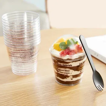 

50 Sets Clear plastic 180ml ice Cream Holder baking packaging boxes containers christmas pastry round cakes yogurt display box