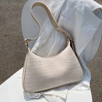 

Small PU Leather Armpit Bags For Women 2020 Elegant Shoulder Handbags Female Travel Lady Fashion Stone Pattern Hand Bag