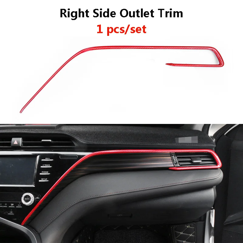 Right Air Outlet QHCP Левая Правая сторона воздуха на выходе полоса крыша лампа для чтения кнопка панель ABS карбоновое волокно красный интерьер комплект подходит для Toyota Camry - Название цвета: Right Air Outlet