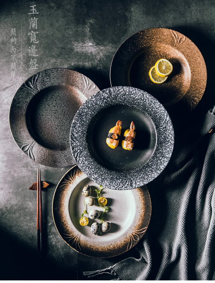 Суповая тарелка глубокая миска овощная широкая боковая керамическая круглая пластина в японском стиле ресторанное Блюдо Набор бытовых столовых приборов для отеля блюдо