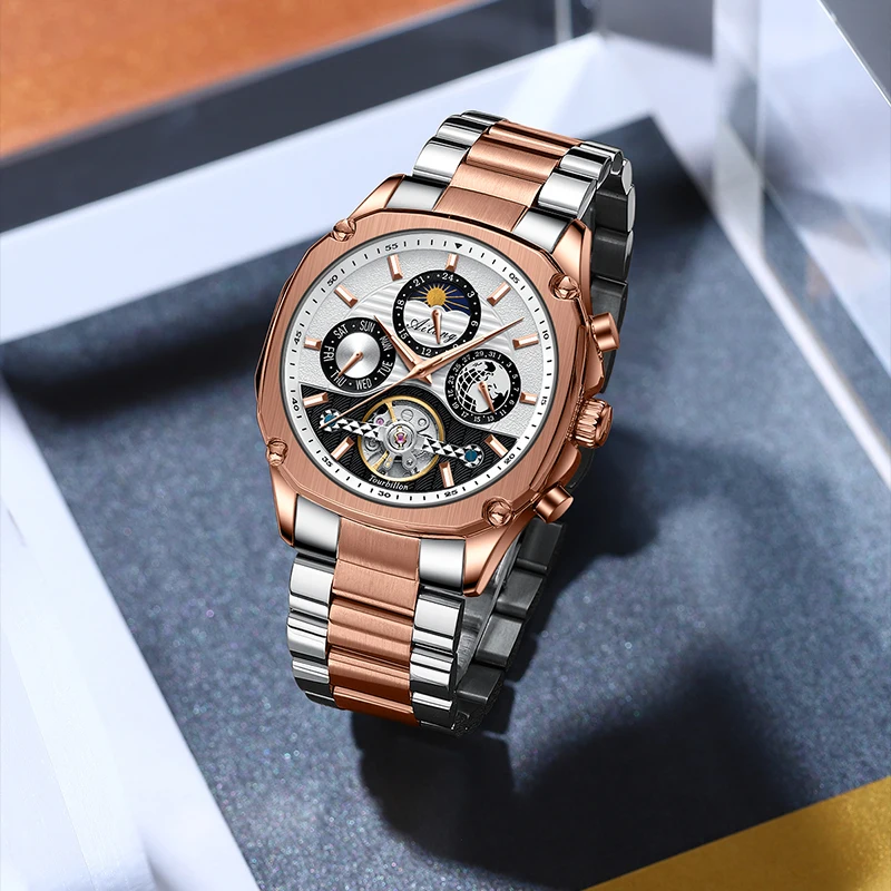 2022 new AILANG brand men's mechanical watch hollow waterproof automatic business men's stainless steel watch