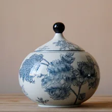 Скандинавское искусство керамический синий и белый танк с лидом гостиной крыльцо ТВ кабинет отель ремесла украшения дома контейнер