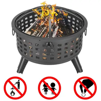 

1Pc 26" Practical Lattice Fire Bowl High Quality Fire Pan Brazier Black