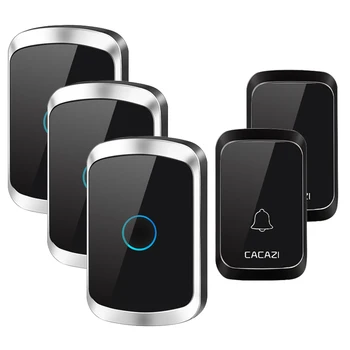 

CACAZI Wireless Doorbell Waterproof Door Bell 2 Button 1 2 3 Receiver 300M Remote LED Light Home Wireless Battery Calling Chime