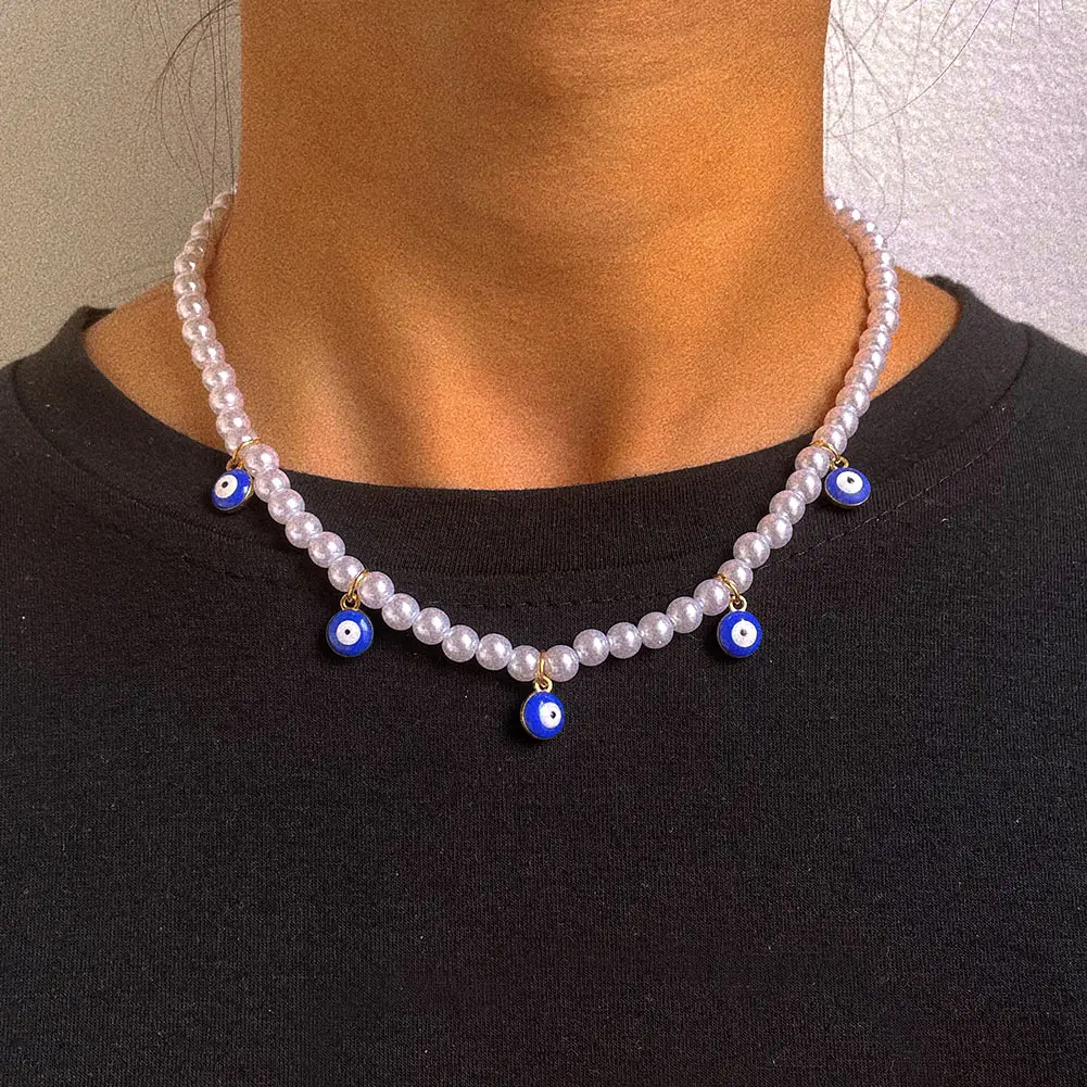 Evil eye pearl choker Clearance