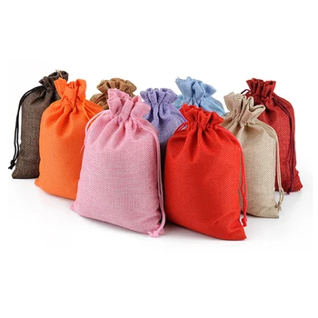 

50pcs Burlap Gift Bags With Drawstring Linen Jewelry Pouches Hessian Jute Bags For Birthday Party Wedding Favors Gift Diy Craft