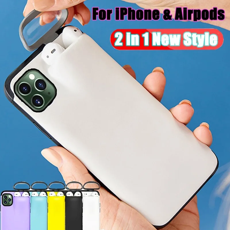 2 в 1 чехол для телефона IPhone 11 XS Max XR X 10 8 7 Plus 6 6S Чехол INS модный подарок AirPods