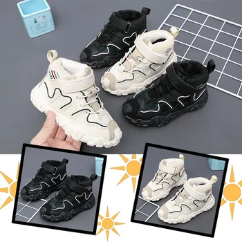

Winter Children Running Shoes Baby Comfortable Sneakers Boys Basketball Shoes Kids Warm Cotton Shoes Girl Non-slip Walking Shoes