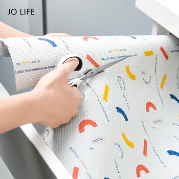 

JO LIFE Kitchen Sticker Table Mat Oil-proof Waterproof Drawers Liner Shelf Colorful Printed Cabinets Pad