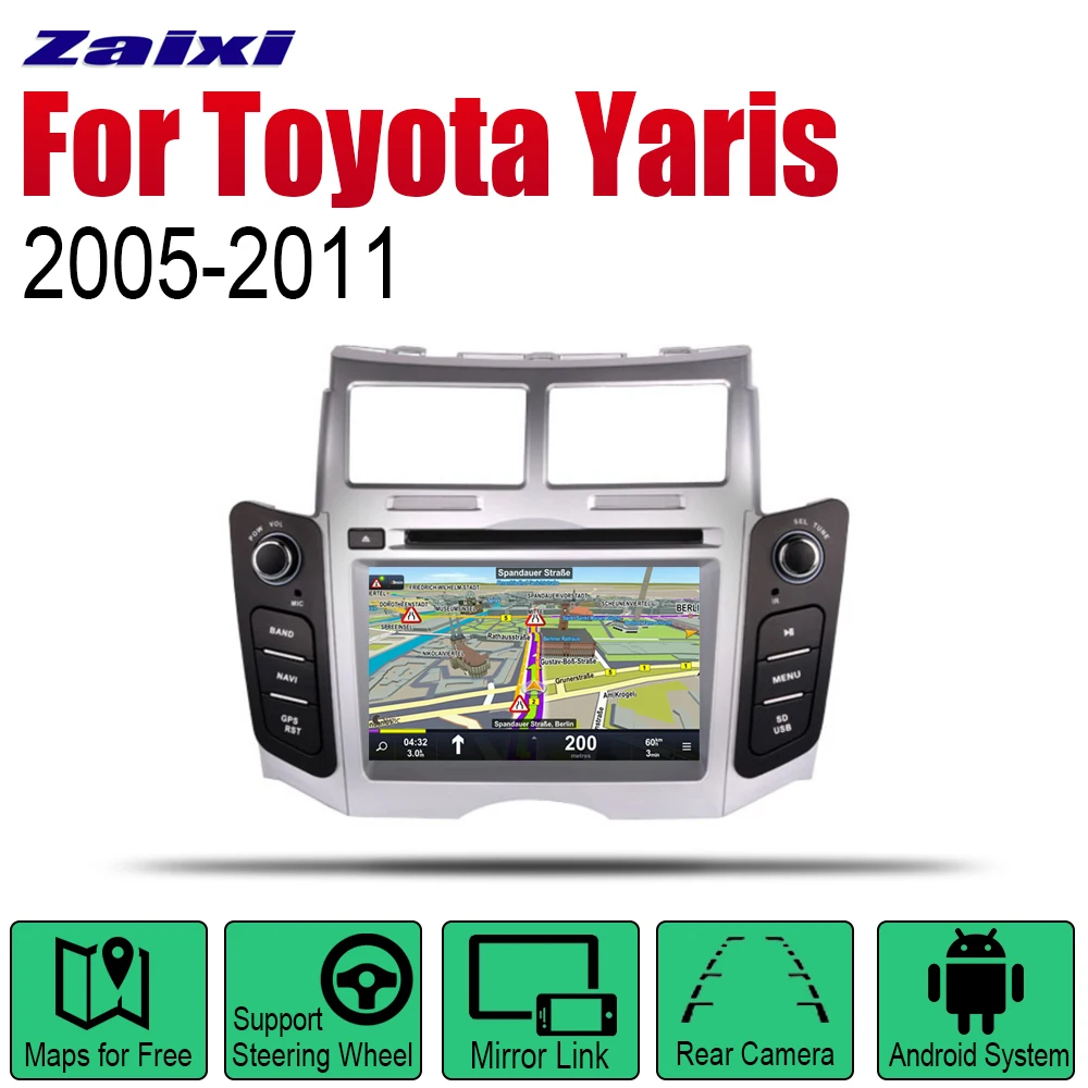 ZaiXi Android 2 Din Авто Радио DVD для Toyota Yaris 2005 ~ 2011 Автомобильный мультимедийный плеер GPS