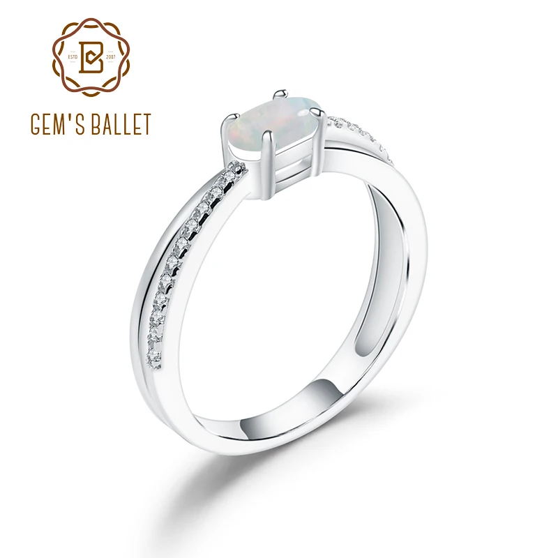 GEM'S BALLET Natural Ethiopia Opal Gemstone Ring 925 Sterling Silver Birthstone Ring for Women Wedding Fine Jewelry GEM'S BALLET Natural Ethiopia Opal Gemstone Ring 925 Sterling Silver Birthstone Ring for Women Wedding Fine Jewelry