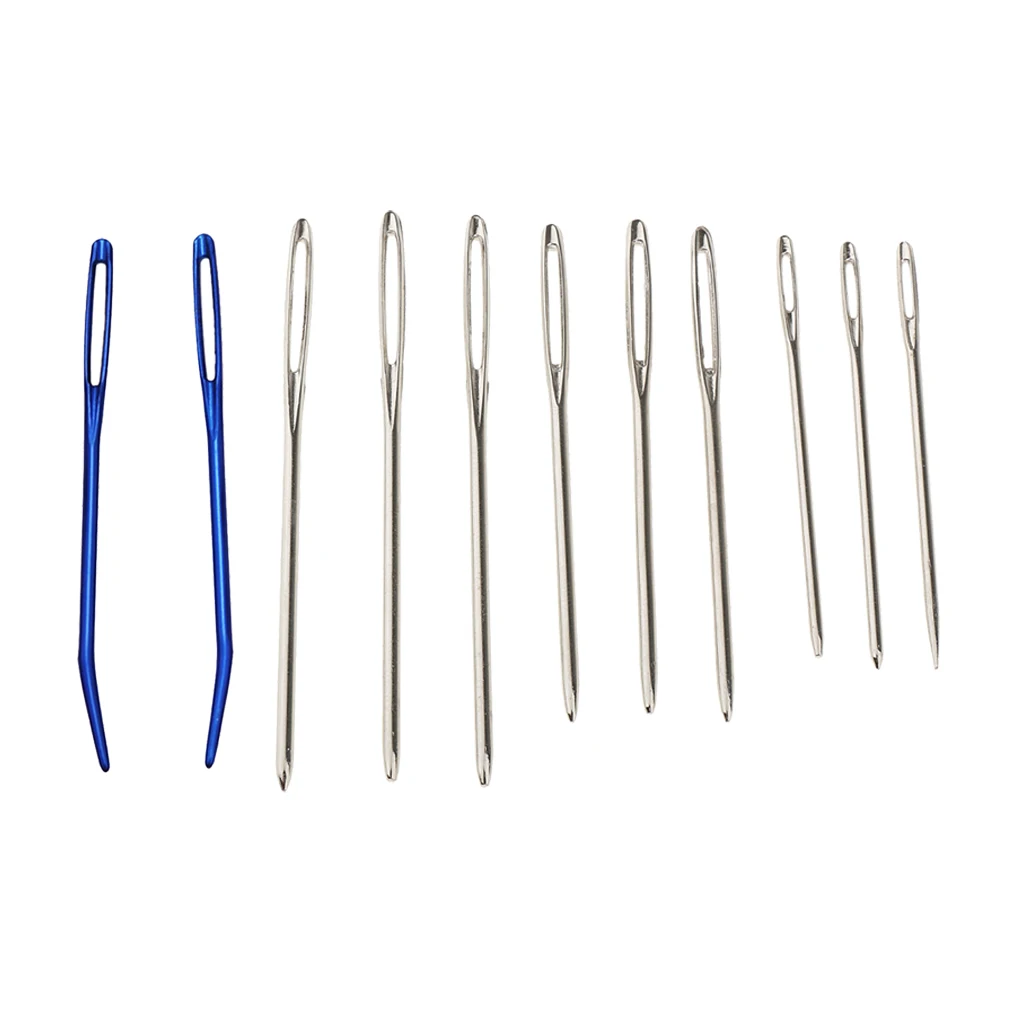 9 Pieces Large Eye Blunt Needles with 2 Pieces Bent Tip Needles for Tapestry Darning