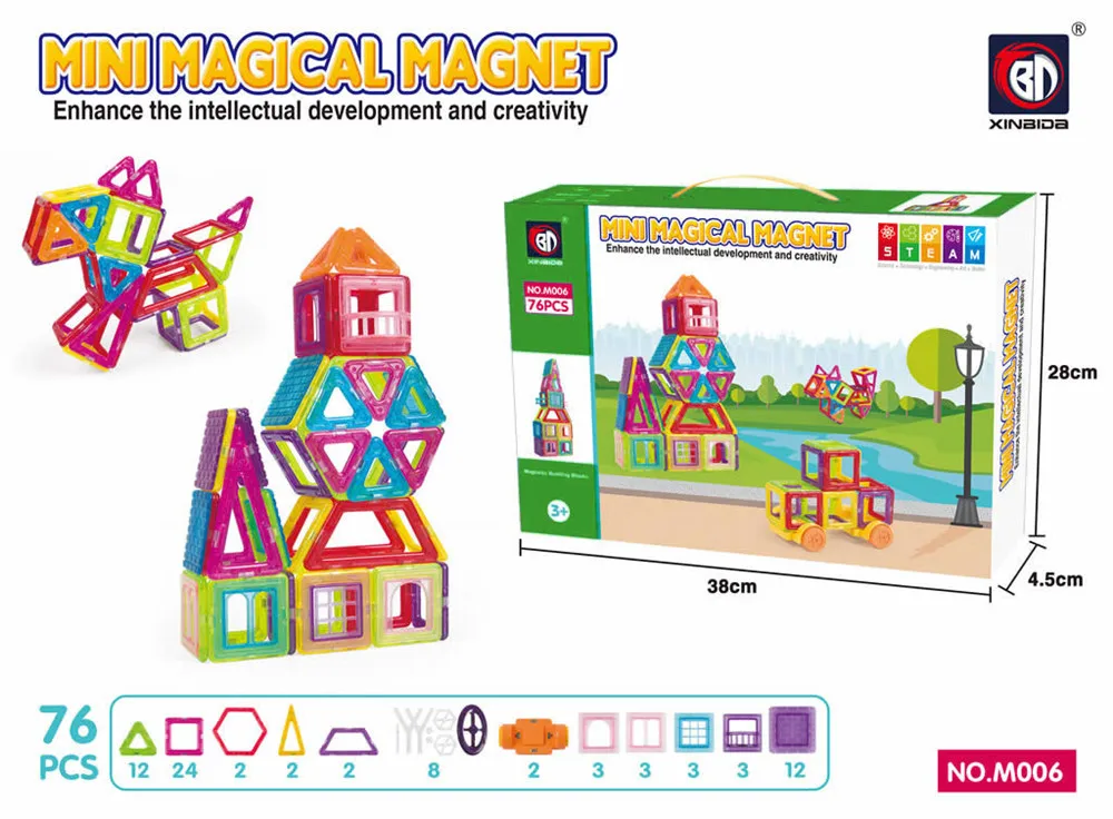 Мини размер прозрачные магические строительные 3D DIY магнитные плитки магнитные строительные блоки магнитные игрушечные плитки для детей - Цвет: 76pcs