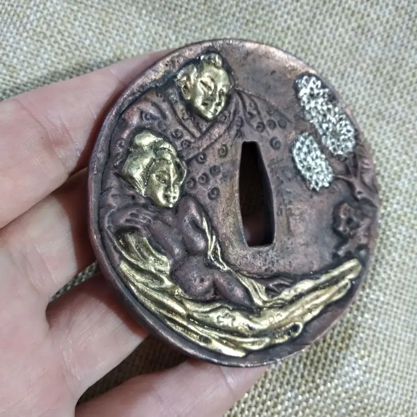 Винтажный прилегающий меч Tsuba аксессуар чистая медь Цуба для японской катаны