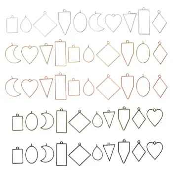 

50Pcs Assorted Geometric Hollow Frame Trays Open Bezel Pendant Resin Molds DIY Pressed Flower Frame Jewelry Findings