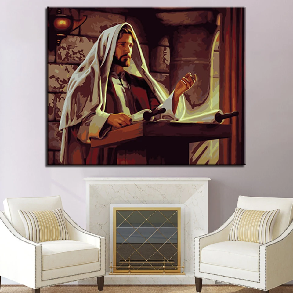 

Jesus missionary work DIY Painting By Numbers Kits Calligraphy Painting Acrylic Paint By Number For Home Decoration A Art work