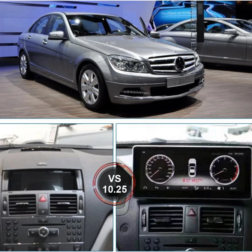 Автомобильный радиоприемник андроид мультимедийный проигрыватель для Mercedes Benz C Class W204 2008 до 2010 10,25 дюймов сенсорный экран gps Carplay