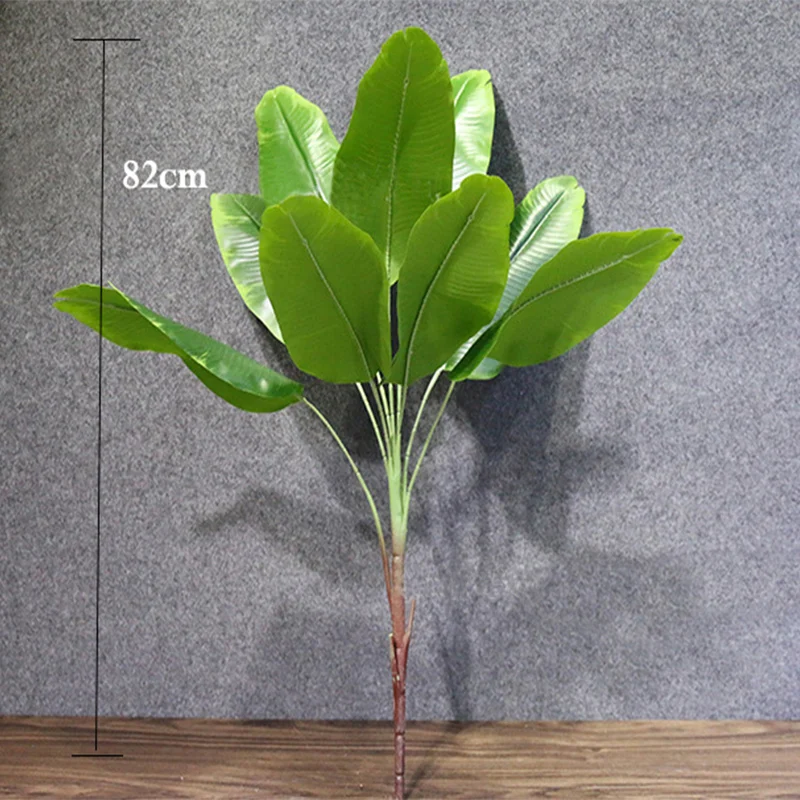 

82cm 9 Fork Large Artificial Palm Tree Branch Fake Banana Leafs Plastic Monstera Tropical Potted Tree For Home Garden Shop Decor