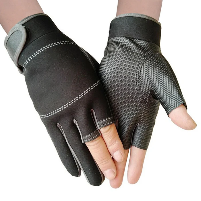 Outdoor Breathable 3 Fingers Cut Gloves Waterproof Sports Gloves Sun Protection Gloves for Fishing Hunting Riding Cycling ALS88