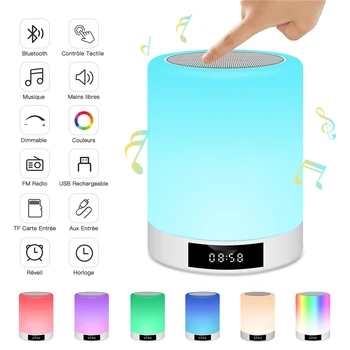 Oplaadbare Smart Led Touch Control Nachtlampje Draagbare Lamp Dimbare Rgb Kleur Veranderen Nachtlampje Met Bluetooth Speaker