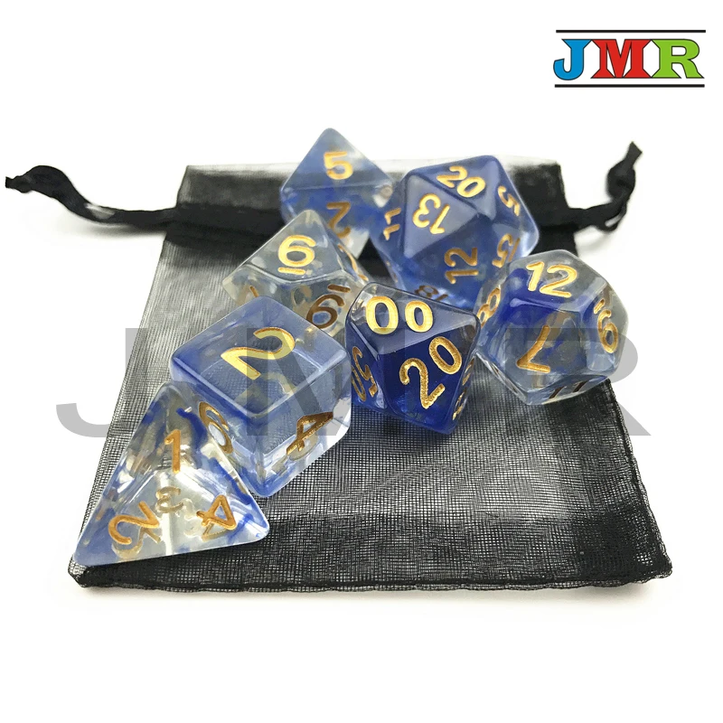 Новый набор голубых игральных костей D4 D6 D8 D10 % D20 для настольной игры DND|Настольные