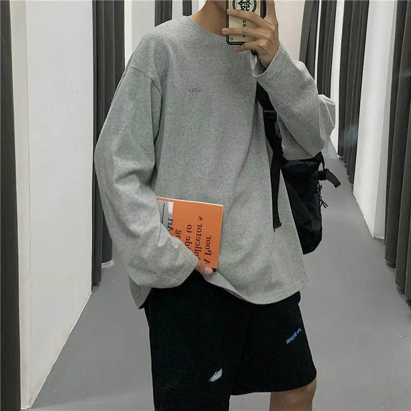 

Spring Cotton Hoodie Men's Fashion Solid Color O-neck Pullover Hoodies Men Streetwear Wild Loose Sweatshirt Mens Hoody M-XL