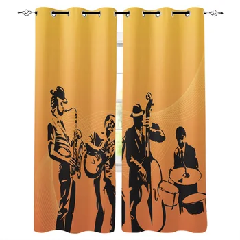 

Music Character Musical Instrument Band Window Curtains Living Room Curtain Home Decor