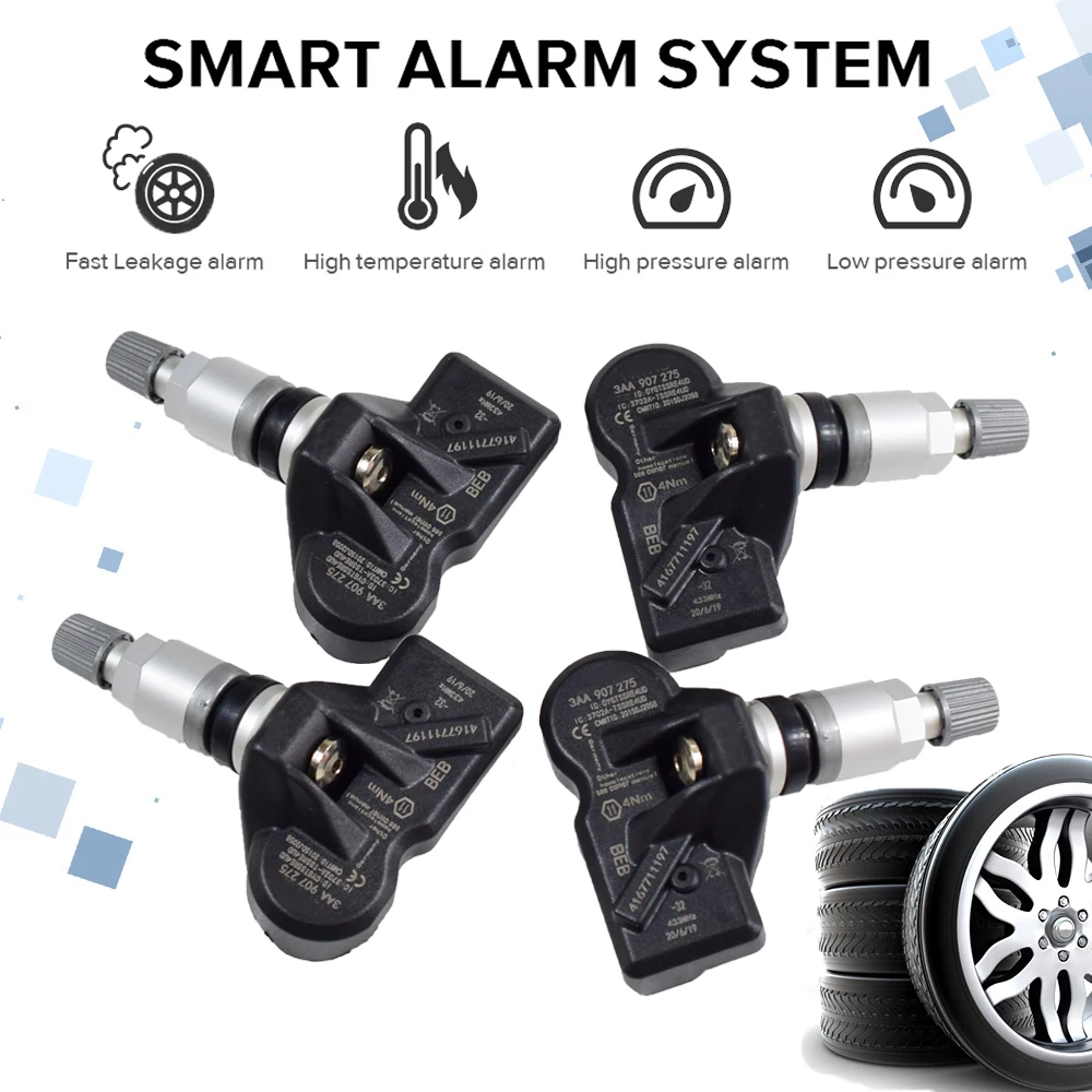 4 шт. система контроля давления в шинах(TPMS) датчик 3AA907275 3AA907275B 3AA907275F RDE013 433 МГц для Volkswagen Tiguan CC