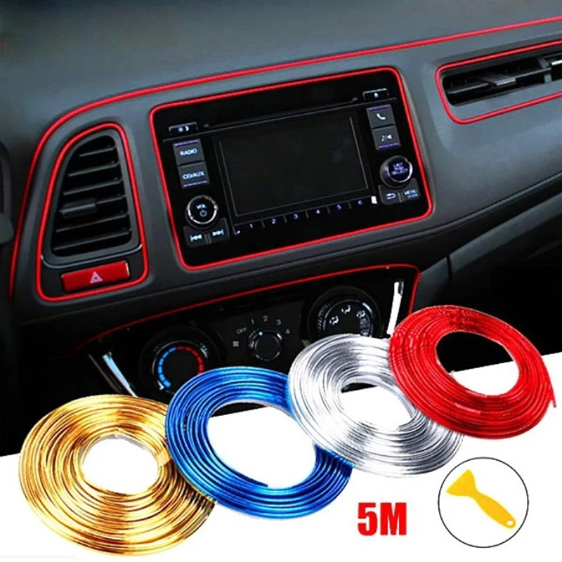 5M Car Seal Door Strip Moulding Trim Dashboard Edge Universal Auto Chrome Accessories Styling Interior Exterior Decoration