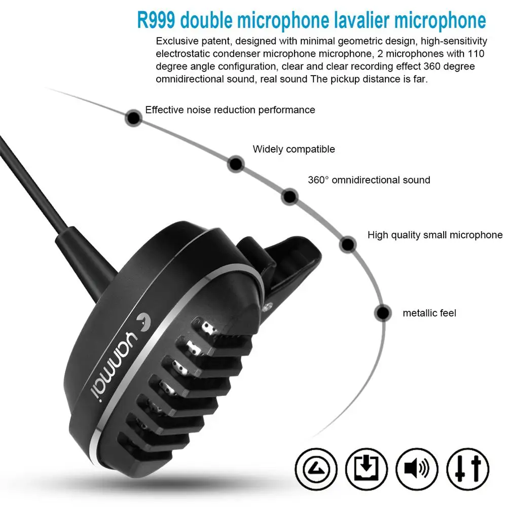 FELYBY R999 петличный конденсаторный микрофон для Конференции интервью видео чат мини клип на воротник с лацканами