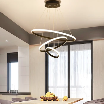 

Modern Led Chandelier Lighting With Remote Control Aluminum Lustre Ring Lamp For Living Room Bedroom Restaurant Kitchen Fixtures